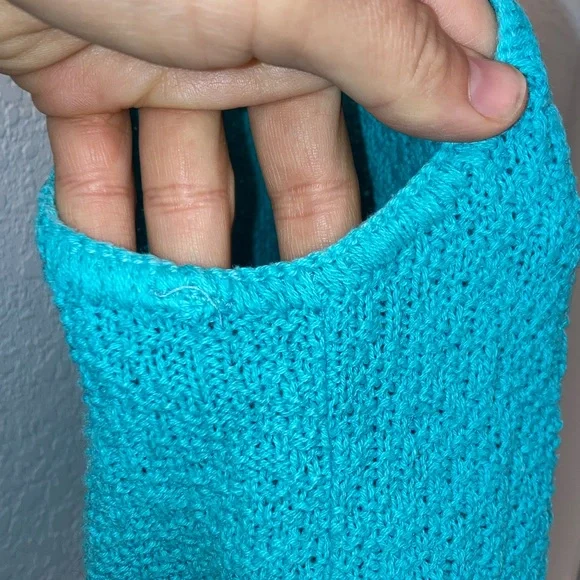 VTG Cropped Knit Turquoise Cotton Tank Top SZ: Medium - Picture 3 of 5